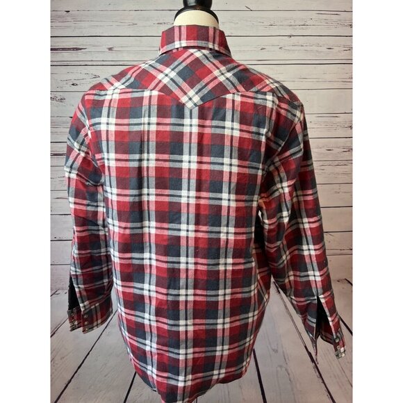 Stir-Ups Western Model Flannel pearl snap shirt Medium Shacket Mens Vintage - Picture 4 of 10